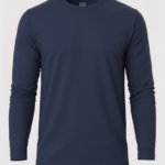 Plain Deep Blue Full Sleeve Cotton T-Shirt - Tingling