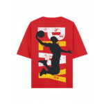 Tingling Statement Oversized Tee – Red PLAY Print